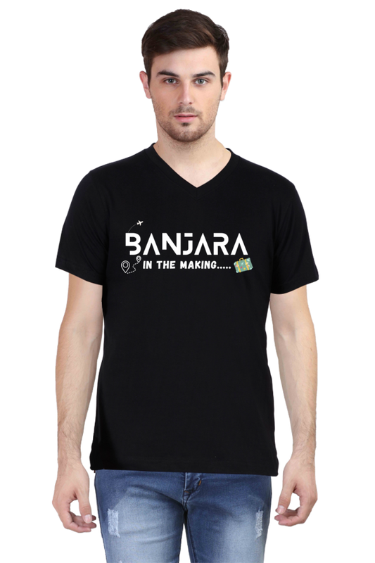 Banjara In The Making for Men | V-Neck | Half Sleeve Casual T-shirt